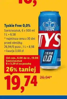 Lidl Piwo bezalkoholowe Tyskie Free 6-pak oferta