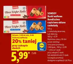 Lidl Rurki waflowe Rondissimo z czekoladą deserową Sondey oferta