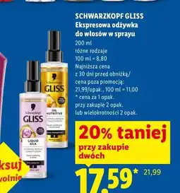 Lidl Ekspresowa odżywka do włosów w sprayu Schwarzkopf Gliss Liquid Silk oferta