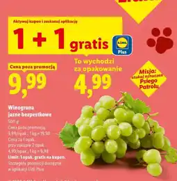 Lidl Winogrona jasne bezpestkowe oferta