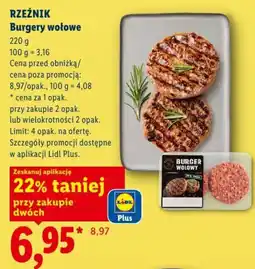 Lidl RZEŹNIK Burgery wołowe oferta