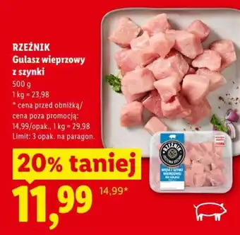 Lidl RZEŹNIK Gulasz wieprzowy z szynki oferta