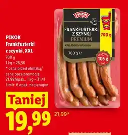 Lidl PIKOK Frankfurterki z szynki, XXL oferta