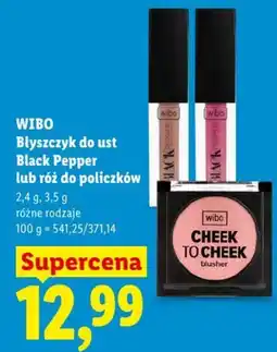 Lidl WIBO Błyszczyk do ust Black Pepper lub róz do policzków oferta