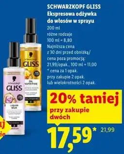 Lidl Schwarzkopf Gliss Ekspresowa odżywka do włosów w sprayu oferta
