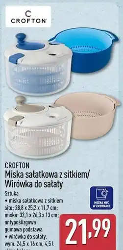 ALDI Crofton Miska sałatkowa z sitkiem/Wirówka do sałaty oferta