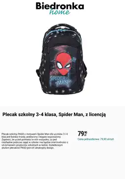 Biedronka Plecak szkolny Spider Man oferta