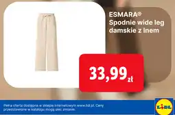 Lidl ESMARA Spodnie wide leg damskie z lnem oferta