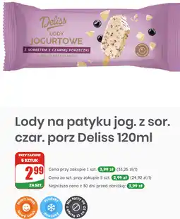 Dino Lody na patyku jogurtowe z sorbetem z czarnej porzeczki Deliss oferta