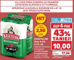 Kaufland Kasztelan Piwo niepasteryzowane, jasne pełne 4 x 0,5 l puszka oferta