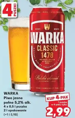 Kaufland Warka Classic Piwo jasne pełne 5,2% alk oferta