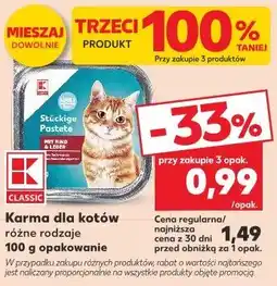 Kaufland Classic Karma dla kotów różne rodzaje 100 g opakowanie oferta