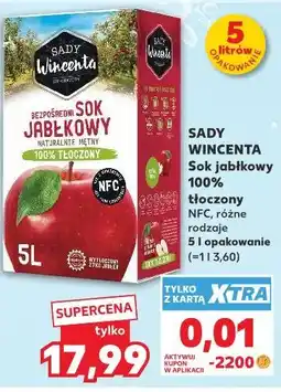 Kaufland Sady Wincenta sok jabłkowy 100% tłoczony NFC oferta