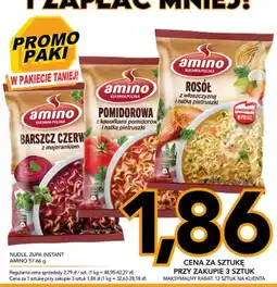 Kupiec Nudle zupa instant Amino Pomidorowa z kawałkami pomidorów i natką pietruszki oferta