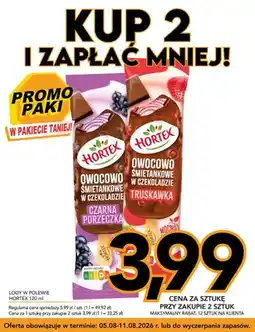 Kupiec Lody w polewie owocowo-śmietankowe w czekoladzie czarna porzeczka Hortex oferta
