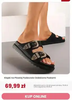 Renee Klapki damskie na płaskiej podeszwie ozdobione paskami Renee oferta