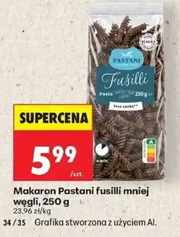 Biedronka Makaron Pastani fusilli mniej węgli oferta