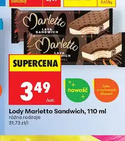 Biedronka Lody Marletto Sandwich Lava oferta