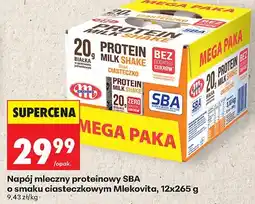 Biedronka Napój mleczny proteinowy SBA o smaku ciasteczkowym Mlekovita 12-pak oferta