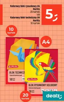 Dealz Blok techniczny kolorowy A4 Herlitz 10 kartek oferta