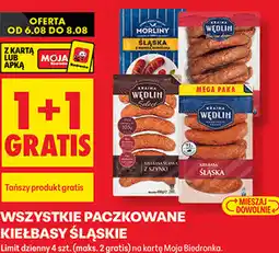 Biedronka Wszystkie paczkowane kiełbasy śląskie Kraina Wędlin, Morliny oferta