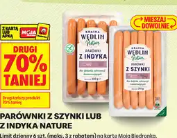 Biedronka Parówki z szynki lub z indyka Kraina Wędlin Nature oferta