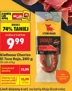 Biedronka Kiełbasa Chorizo El Toro Rojo oferta