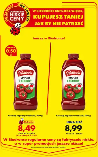 Biedronka Ketchup łagodny Pudliszki oferta