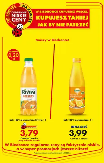 Biedronka Sok pomarańczowy Riviva oferta