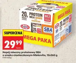 Biedronka Napój mleczny proteinowy SBA o smaku ciasteczkowym Mlekovita, 12x265 g oferta