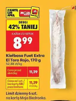 Biedronka Kiełbasa Fuet Extra El Toro Rojo, 170 g oferta