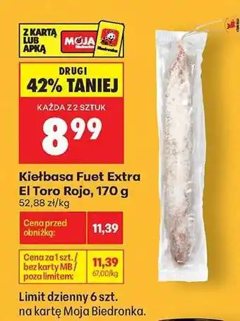 Biedronka Kiełbasa Fuet Extra El Toro Rojo, 170 g oferta