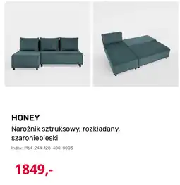 Agata Meble HONEY Narożnik sztruksowy, rozkładany, szaroniebieski oferta