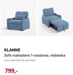 Agata Meble KLANNE Sofa rozkładana 1-osobowa, niebieska oferta