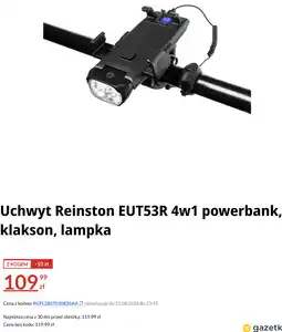 RTV EURO AGD Uchwyt Reinston EUT53R 4w1 powerbank, klakson, lampka oferta