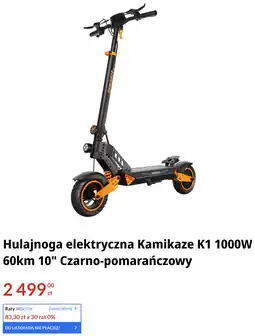 RTV EURO AGD Hulajnoga elektryczna Kamikaze K1 1000W 60km 10 Czarno-pomarańczowy oferta