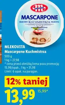 Lidl Serek Mascarpone Kuchmistrza Mlekovita oferta