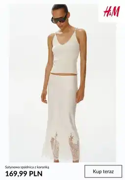 H&M Spódnica satynowa z koronką H&M oferta