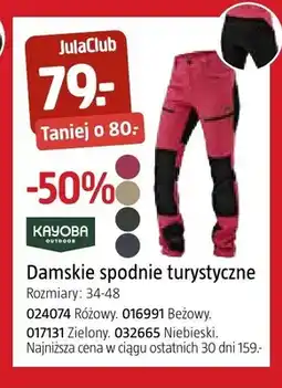 Jula Damskie spodnie turystyczne Kayoba oferta