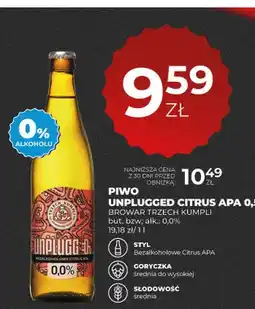 Duży Ben Piwo bezalkoholowe Unplugged Citrus APA Browar Trzech Kumpli oferta