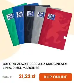 taniaksiazka.pl Zeszyt Oxford Esse A4 z marginesem linia 9 mm oferta