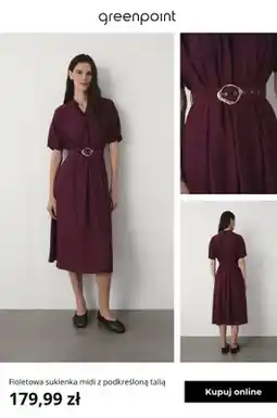 Greenpoint Sukienka damska fioletowa midi z podkreśloną talią Greenpoint oferta