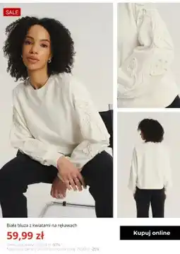 Greenpoint Bluza damska Greenpoint biała z kwiatami na rękawach oferta