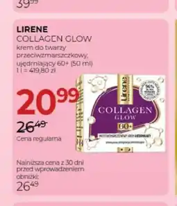 Jawa Drogerie Krem do twarzy przeciwzmarszczkowy ujędrniający 60+ Lirene Collagen Glow oferta