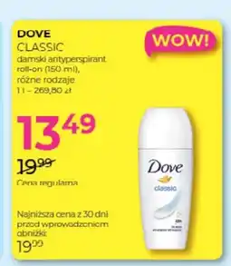 Jawa Drogerie Antyperspirant damski roll-on Dove Classic oferta