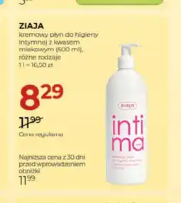 Jawa Drogerie Kremowy płyn do higieny intymnej Ziaja z kwasem mlekowym oferta