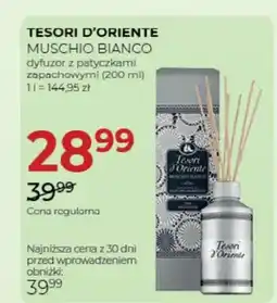 Jawa Drogerie Dyfuzor z patyczkami zapachowymi Tesori d'Oriente Muschio Bianco oferta