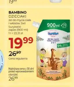 Jawa Drogerie Żel do mycia ciała i włosów 2w1 Bambino Dzieciaki Surykatki zapas oferta