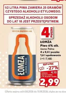 Kaufland Piwo Łomża Jasne Pełne 4-pak oferta