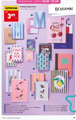 Biedronka Artykuły papiernicze Beniamin (zeszyt, teczka, kołonotes, kołobrulion) oferta